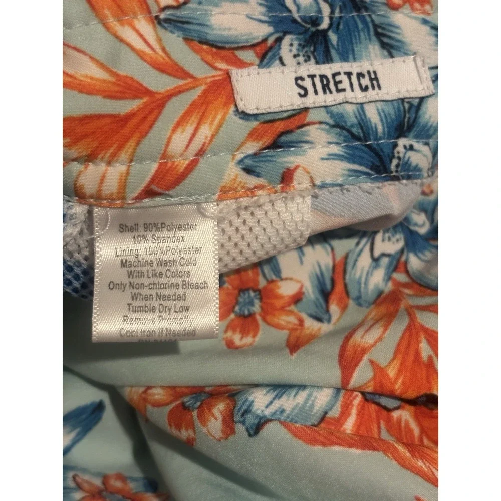 Crown‎ and Ivy Swim Trunks Men's XL Mesh Lined Board Shorts Blue Palm Trees
